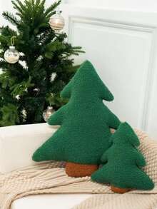 圣诞树抱枕，圣诞松树造型填充抱枕，可爱圣诞树造型毛绒抱枕，冬季圣诞装饰，适用于派对、家居、沙发靠垫、床饰、圣诞礼物、家居装饰、圣诞装饰、房间装饰、圣诞装饰