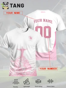 Custom Brazil Special Edition Men's Soccer Jersey, Personalized With Name & Number, Comfortable Crew Neck Sports Sweatshirt, Suitable For Soccer Training, Casual Wear, And Gift,Stylish,Fashion,Hipster,Casual,Minimal Chic,Personalized,Customized,Custom,Unique,Guy Costumes,Capsule Wardrobe,Men Basic/Street Style,Ideal Gifts For Him,Boyfriend,Family,Friends,For Birthdays,For Vacation/Holiday,For School/Competition,For Sports/Climbing,Men Sports & Entertainment Wear Pink Summer ,Travel Organizer - Pink - View 2