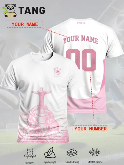 Custom Brazil Special Edition Men's Soccer Jersey, Personalized With Name & Number, Comfortable Crew Neck Sports Sweatshirt, Suitable For Soccer Training, Casual Wear, And Gift,Stylish,Fashion,Hipster,Casual,Minimal Chic,Personalized,Customized,Custom,Unique,Guy Costumes,Capsule Wardrobe,Men Basic/Street Style,Ideal Gifts For Him,Boyfriend,Family,Friends,For Birthdays,For Vacation/Holiday,For School/Competition,For Sports/Climbing,Men Sports & Entertainment Wear