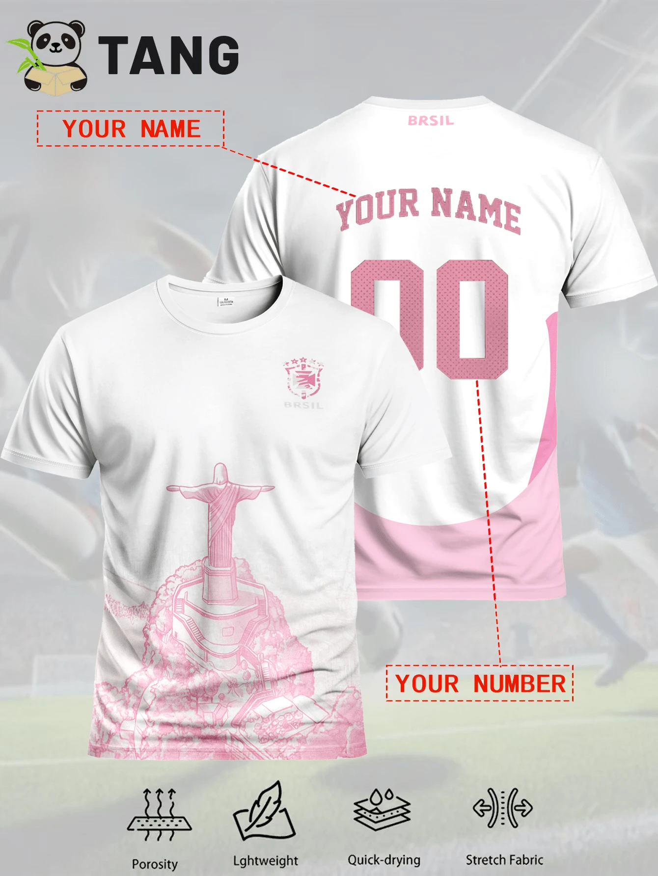 Custom Brazil Special Edition Men's Soccer Jersey, Personalized With Name & Number, Comfortable Crew Neck Sports Sweatshirt, Suitable For Soccer Training, Casual Wear, And Gift,Stylish,Fashion,Hipster,Casual,Minimal Chic,Personalized,Customized,Custom,Unique,Guy Costumes,Capsule Wardrobe,Men Basic/Street Style,Ideal Gifts For Him,Boyfriend,Family,Friends,For Birthdays,For Vacation/Holiday,For School/Competition,For Sports/Climbing,Men Sports & Entertainment Wear Pink Summer ,Travel Organizer