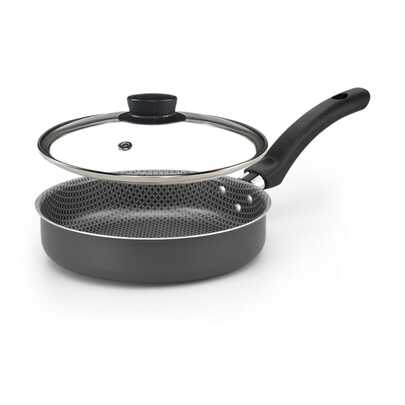 Frigideira Reta Antiaderente 20 cm Colore com Tampa de Vidro Alegrete