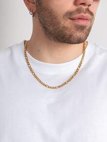 男士嘻哈風鈦鋼項鍊手鐲套裝,1條項鍊和1只手鐲 - 銀色 - 查看 11