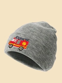 1pc Cartoon Tractor Embroidered Knit Beanie Hat, Suitable For Cycling And Hiking