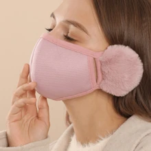 1 buc Mască Unisex de Iarnă, Rezistentă la Vânt (Cu Căști din Fleece pentru Urechi) - Mască de Nas-Gură Respirabilă, Îngroșată, Rezistentă la Praf, cu Jumătate de Față și Căști pentru Urechi, Protecție la Vânt și Frig pentru Ciclism, Mască Respirabilă 3D Unisex la Modă