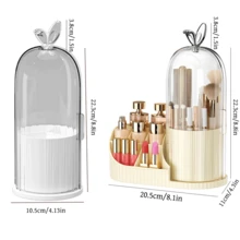 1 cutie de depozitare pentru machiaj, rotativă la 360°, rezistentă la praf, suport organizator de masă de mare capacitate, potrivit pentru toaletă, birou, cămin, birou, casă (alb/galben/roz)