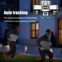 V380 1 PC Solar Camera Outdoor Wireless Three Lens PTZ Security Cameras Wireless 4G/WiFi Solar Powered And Built-In Battery CCTV Camera For Home Cameras Security Surveillance Night Vision Two Way Audio Motion Tracking PTZ Camera IP Camera