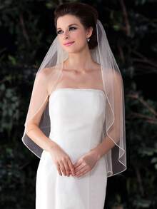 1 Stück glitzernder Brautschleier mit Strass-Kante und Metallkamm, einfach und modisch für Hochzeit, Party und Herbstkleidung für Frauen