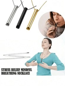 Naszyjnik oddechowy 1 szt., redukujący lęk i stres, bez gwizdka, urządzenie uspokajające Calmigo do medytacji, narzędzie do głębokiego oddychania i uważności