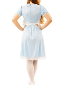 Women Halloween Blue Princess Costume Dress Alice In Wonderland Costume Dress Halloween Cosplay Party - 藍色 - 查看 10