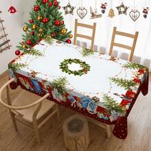 1/20pcs Rectangular Polyester Tablecloth With Christmas Ball And Gift Box Pattern, Suitable For Home Kitchen, Living Room, Dining Room, Balcony Coffee Table, Holiday Party, Outdoor Picnic Decoration, Christmas Decoration.