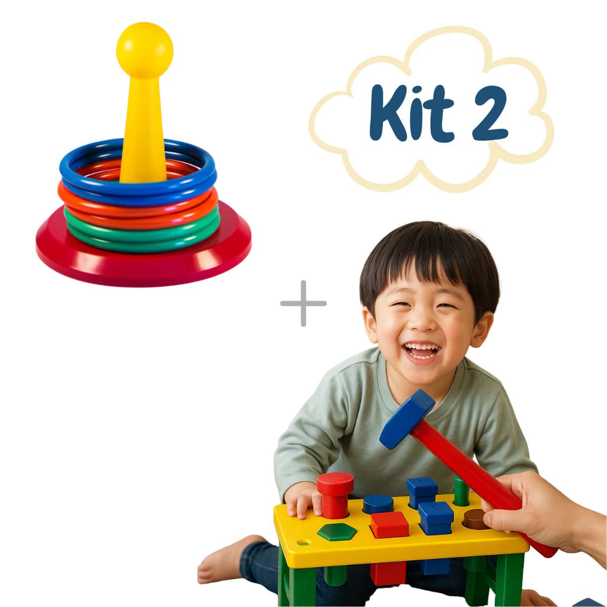 Kit 2 Brinquedos Educativos Para Bebês e Crianças - Multicolorido - Visão 1
