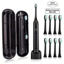 Electric Toothbrush Electric Toothbrush With 8 Brush Heads Wireless Rechargeable Toothbrush With Travel Case, 2-Min Smart Timer, 5 Modes, Portable Power Whitening Toothbrus