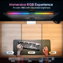 1pc LED Computer Screen Light, Game Desk Lamp, Office Desktop Game Fill Light, With 45 Degree Adjustable Range, Adjustable Light Bar, 3 Color Temperature/RGB/Iridescent Modes, USB Powered Desktop/Office/Home/Game Display Light - USB - View 6