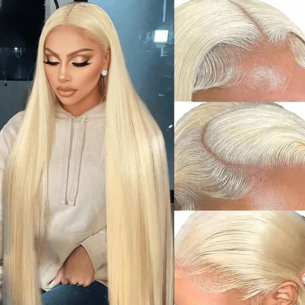 180% Density 613 Lace Front Wig Human Hair Blonde Straight 13X4 HD Transparent Lace Frontal Wigs Human Hair Pre Plucked With Baby Hair 180% Density Blonde Bone Straight Human Hair Full Edge