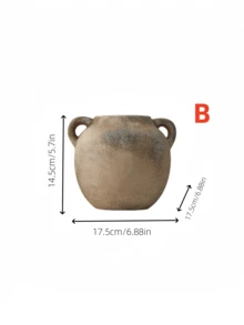 1个陶瓷复古侘寂风格矮胖乡村花瓶，适合日式旅馆艺术装饰、农舍室内插花、优雅玄关花瓶装饰、家居装饰、房间装饰、玻璃花瓶 - 多色5 - 查看 12