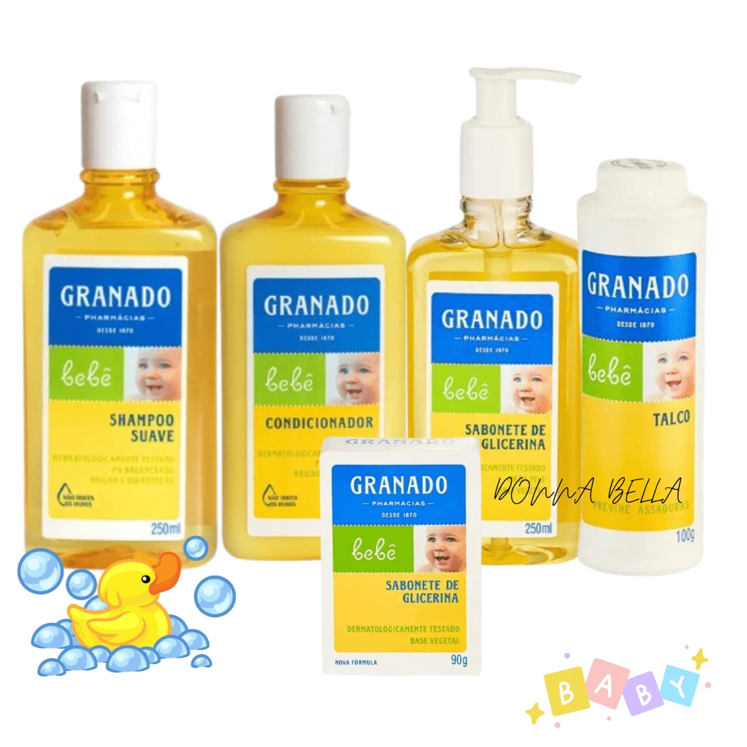 Kit Infantil Granado Bebê c/05 Produtos (sabonete líquido, shampoo, condicionador, talco, sab barras