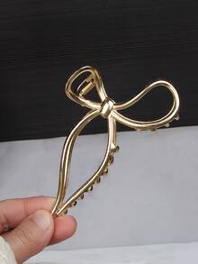 1 pieza Accesorio para el cabello de metal con decoración de lazo hueco, adecuado para uso diario, accesorios para el cabello de otoño, pasadores de cabello de moda, elegantes pasadores para el cabello de invierno para atuendos de vacaciones para mujer