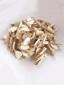 10pcs Red Heart Clips, Wooden Love Heart Shaped Clothespins For Photo Paper Notes Memo Clips, Mini Clothespins For Home Wedding Decoration Stationery