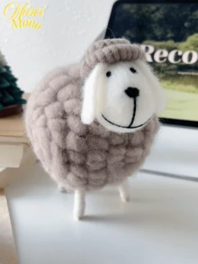 <Wool You Be Mine>, 1pc Cute Wool Felt Sheep Figurine, Nordic Style Decor For Home, Holiday Party Best Gifts Birthday Graduation - Multicolor - View 6