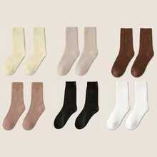 6 Paar Plüschgefütterte Socken, bequeme & warme Mittellange Röhrensocken, Damen Strümpfe & Strumpfwaren, Outdoor Warme Socken (1/3/6 Paar) - Verschiedenfarbig - Übersicht 3