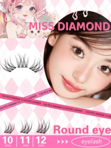 240/120簇式假睫毛，无需胶水，可卸除，混合长度10/11/12毫米，C 0.07毫米粗细，打造自然妆效，DIY假睫毛，角色扮演假睫毛，10排免胶佩戴，自然纤长假睫毛，女士适用