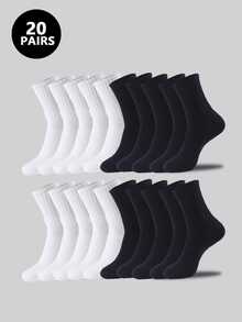 5pcs/10pcs/20pcs Couple Sports & Casual Crew Socks, Suitable For Daily Wear, Indoor & Outdoor, Fall
