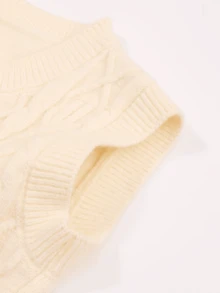 1pc Baby Boy/Girl Knitted Sweater Vest, Textured Knit Design, Casual & Cute, Suitable For Spring/Autumn - Beige - View 6