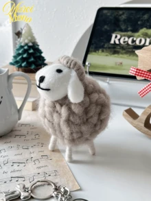 <Wool You Be Mine>, 1pc Cute Wool Felt Sheep Figurine, Nordic Style Decor For Home, Holiday Party Best Gifts Birthday Graduation - Multicolor - View 7