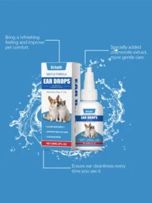 Ohrenpflege-Tropfen für Haustiere, universell für Katzen und Hunde, tägliche Pflege für Haustierohren, reinigende und deodorierende Ohrenpflege-Tropfen