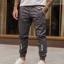 Men Plus Size Pants - 灰色 - 查看 1