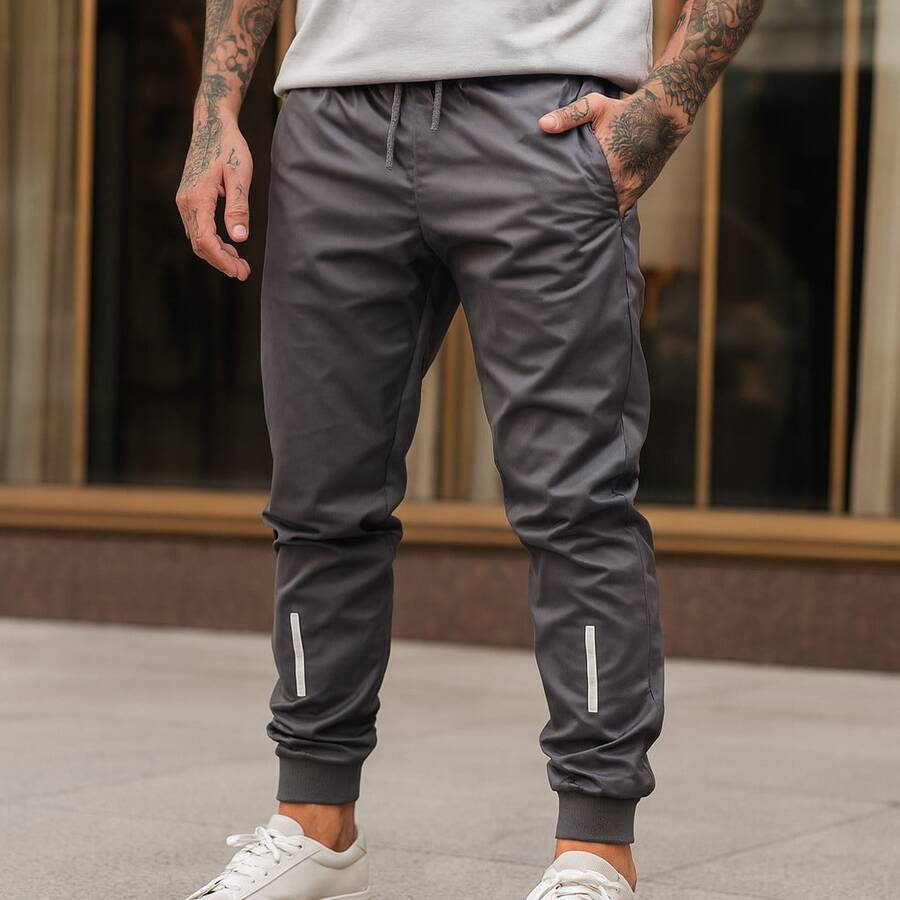 Men Plus Size Pants - 灰色 - 查看 1