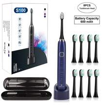 Electric Toothbrush Electric Toothbrush With 8 Brush Heads Wireless Rechargeable Toothbrush With Travel Case, 2-Min Smart Timer, 5 Modes, Portable Power Whitening Toothbrus