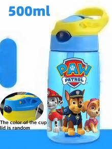 1Pc Paw Patrol 500ml/16oz Party Water Cup Water Bottle Large Capacity With Straw Portable Handle Non-Leaking Water Cup Suitable For Birthday Party Thanksgiving Party Halloween Party Christmas Party (The Lid May Be Random)