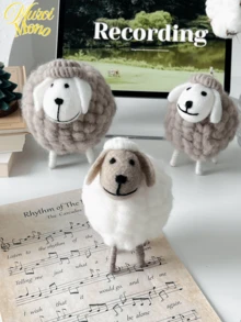 <Wool You Be Mine>, 1pc Cute Wool Felt Sheep Figurine, Nordic Style Decor For Home, Holiday Party Best Gifts Birthday Graduation - Multicolor - View 9