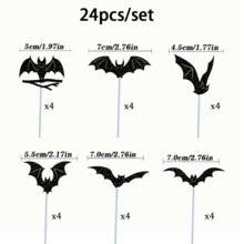 24 Pcs Halloween Cupcake Toppers, Halloween Bat Cake Decorations, Halloween Cupcake Decorations, Black Glitter Bat, Halloween Cupcake Picks For Halloween Theme Party, Bat Birthday For Halloween,Christmas Event & Party Supplies