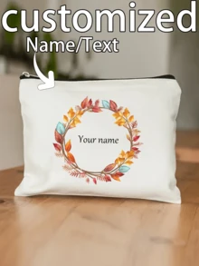 1pc Customizable, Unique, Fashionable, Minimalist, Letter Print, Lightweight, Pouch-In-Pouch, Fits Phone, Cosmetic Bag, Coin Purse, Clutch, Travel Essential, Cute Letter Design