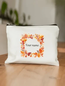 1pc Customizable, Unique, Fashionable, Minimalist, Letter Print, Lightweight, Pouch-In-Pouch, Fits Phone, Cosmetic Bag, Coin Purse, Clutch, Travel Essential, Cute Letter Design