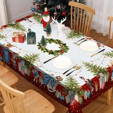 1/20pcs Rectangular Polyester Tablecloth With Christmas Ball And Gift Box Pattern, Suitable For Home Kitchen, Living Room, Dining Room, Balcony Coffee Table, Holiday Party, Outdoor Picnic Decoration, Christmas Decoration.