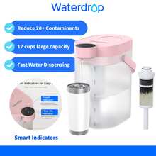 Waterdrop FreshTaste ä Electric Water Filter Jug, 4L Water Filter Dispenser For Refrigerator, Reduces Limescale, Chlorine, Lead, Copper, Cleans, White (Replacement Filter: WD-EWFS)