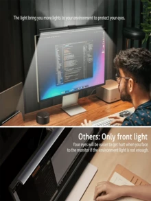 1 件显示器屏幕吊灯、办公学习台灯、夜灯、游戏照明、键盘照明、3 种可调颜色和温度、多角度可调、USB 电源，非常适合办公和游戏 - USB - 查看 9