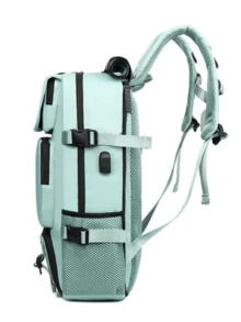 Large Multifunctional Travel Backpack, Waterproof, With Nylon Strap And USB. - 黑色 - 查看 9