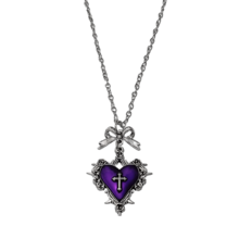 Gothic Style Y2K Necklace With Red, Purple, Black Heart & Thorn Pendant, Stainless Steel Chain, Vintage Dark Aesthetic, Suitable For Women