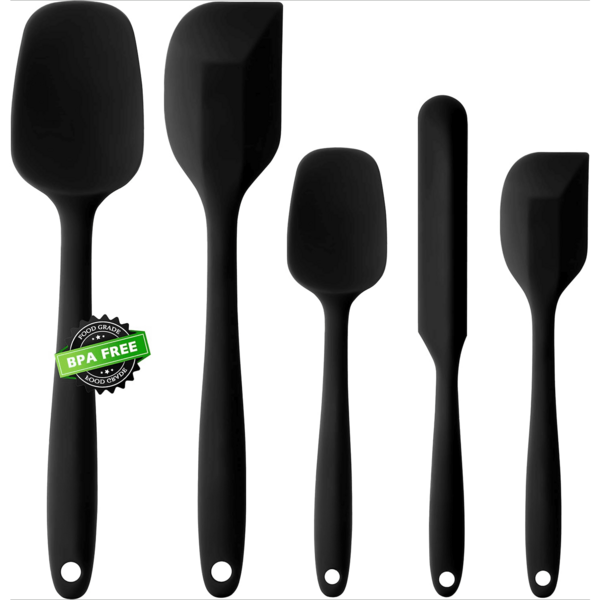Conjunto de 5 espátulas de silicone - Design de peça única sem emendas, espátula de borracha antiaderente, raspador de cozinha flexível e conveniente para assar, cozinhar, raspar e misturar, resistente ao calor e à máquina de lavar louça.