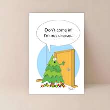 1pc Funny Christmas Greeting Card With Undressed Tree Shaped Merry Christmas Holiday Don't Come In For Friends - Multicolor - View 6