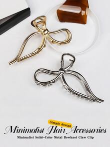 1 pieza Accesorio para el cabello de metal con decoración de lazo hueco, adecuado para uso diario, accesorios para el cabello de otoño, pasadores de cabello de moda, elegantes pasadores para el cabello de invierno para atuendos de vacaciones para mujer