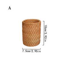 1pc Handmade Multi-Functional Pen Holder Made Of Rattan Material, Pen Holder Storage, Makeup Brush Storage, Desktop Decoration, Suitable For Desktop Office Classrooms, Birthday Gifts, Storage, Home Decor