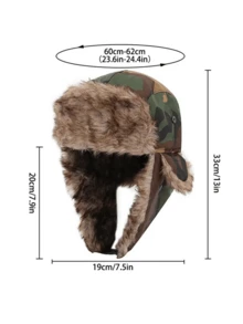 1 chiếc Mũ ngụy trang mùa đông dành cho nam có miếng che tai có thể tháo rời và khóa có thể điều chỉnh, chống lạnh khi trượt tuyết ngoài trời, câu cá, du lịch, thích hợp cho săn bắn và các môn thể thao mùa đông - Nhiều màu - Xem 5