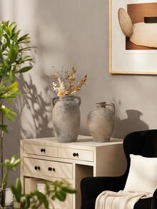 1 Peça de Azulejo Cerâmico Antigo de Pizza com Estilo Curto e Robusto, Adequado para Decoração de Arte de Hospedagem Estilo Japonês, Decoração de Vaso, Arranjo de Flores Internas de Fazenda Rural, Belo Vaso de Entrada Decoração de Atmosfera