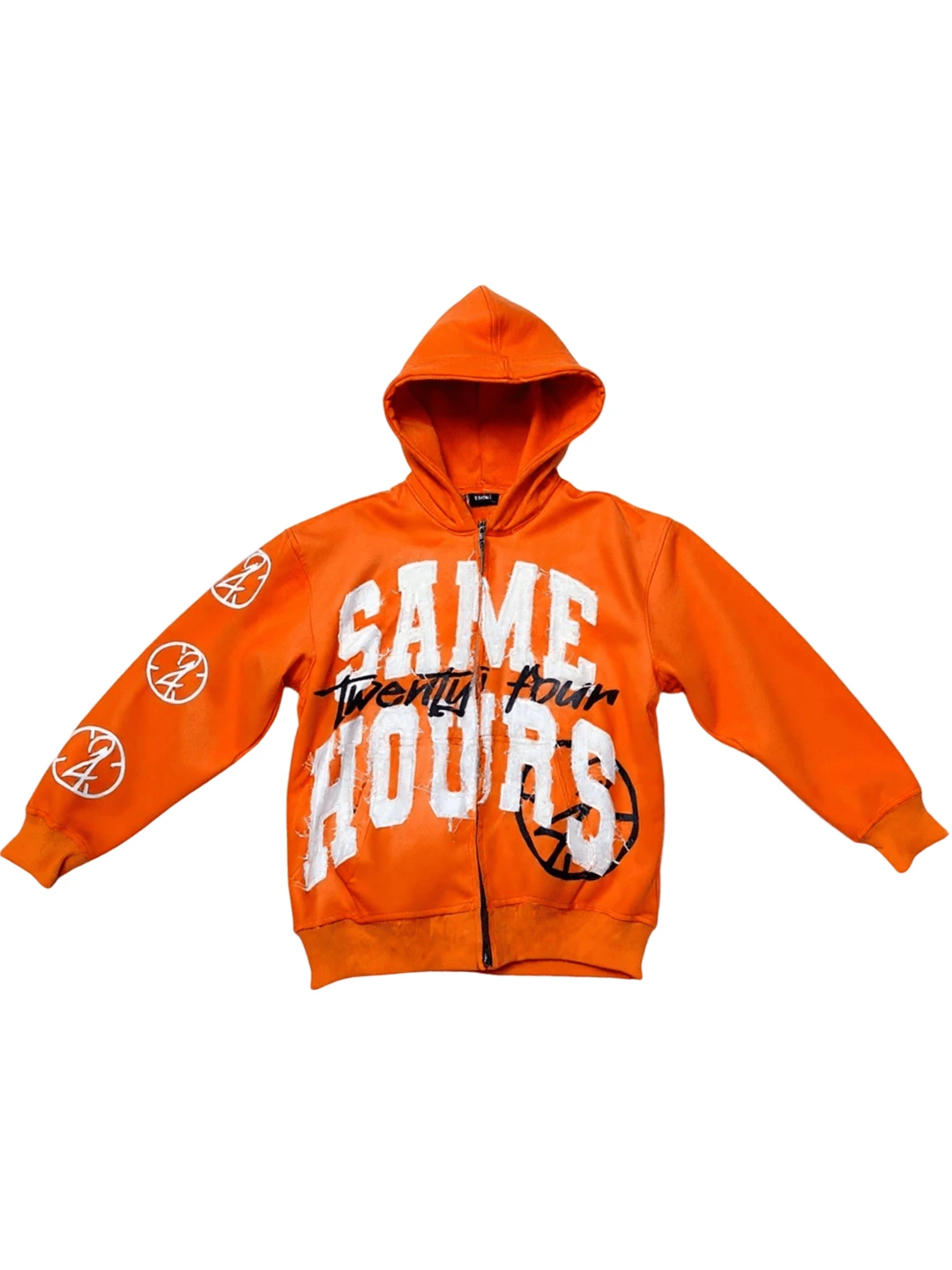 Y2K Zip Up Hoodies For Men Grunge Graphic Oversized Jacket Goth Aesthetic Vintage Hooded Sweatshirt Streetwear - 亮橙色 - 查看 1