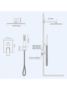 Shower Faucet Set Shower System Featuring An 8-Inch/10-Inch/12-Inch Rain Showerhead And Handheld Showerhead. Complete Shower Combination Set With Concealed Valve And Decorative Trim Kit. - Chrome - View 2